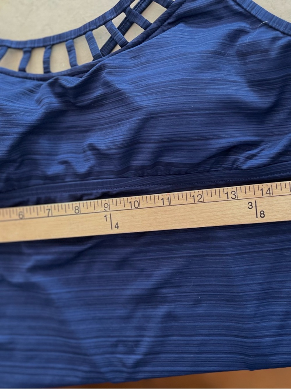 Mossimo tankini swim top size large dark blue removable pads side “bones” - Picture 3 of 7